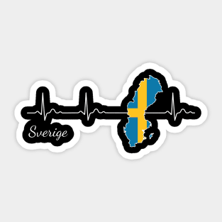 Sweden Sverige heartbeat flag Sticker